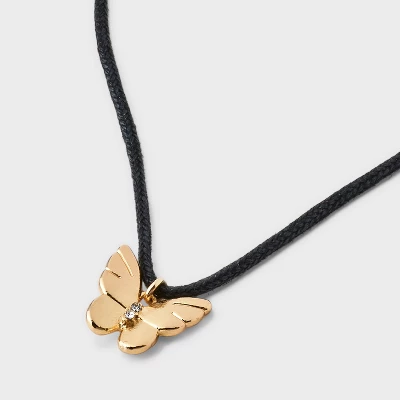 Butterfly Cord And Ear Pendant Necklace Set 2pc - Wild Fable⢠Gold - Image 3