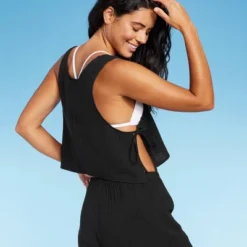 Women's Side-Tie Cover Up Cropped Tank Top - Wild Fableā¢