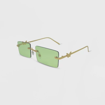 Women's Rimless Metal Rectangle Butterfly Sunglasses - Wild Fable⢠Lime Green