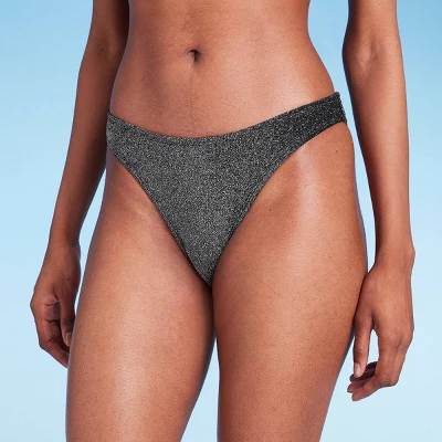 Women's High Leg Cheeky Bikini Bottom - Wild Fable⢠Black Lurex - Image 7