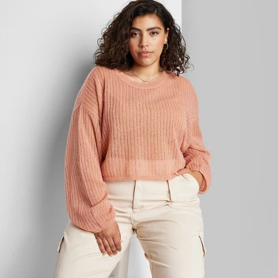 Women's Crewneck Open Knit Cropped Pullover - Wild Fable⢠- Image 3