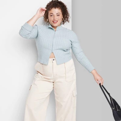 Women's Fitted Mock Turtleneck Zip-Up Cardigan - Wild Fable⢠- Image 5