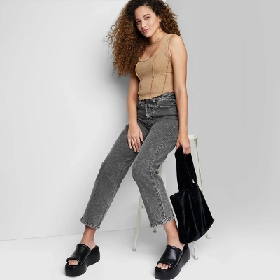 Women's Super-High Rise Straight Jeans - Wild Fable⢠Black Wash - Image 3