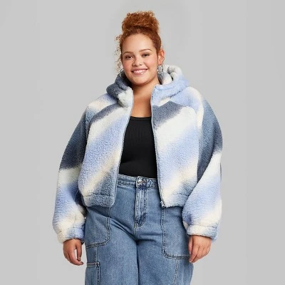 Women's Faux Shearling Full Zip-Up Sweatshirt - Wild Fableā¢