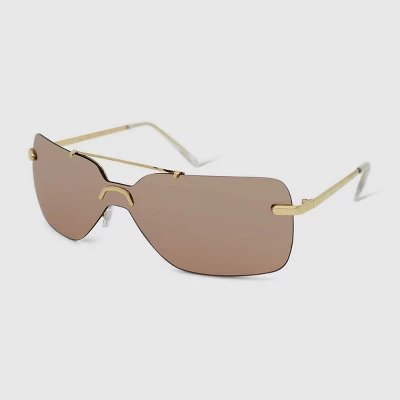 Women's Rimless Metal Aviator Wrap Sunglasses - Wild Fable⢠Gold