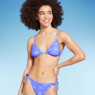 Women's Triangle Bikini Top - Wild Fable⢠Purple Butterfly Print - Image 2