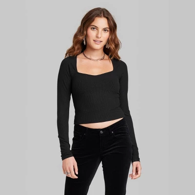 Women's Long Sleeve Sweetheart Neck Seamless Shirt - Wild Fableā¢