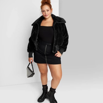 Women's Faux Fur Bomber Jacket - Wild Fable⢠- Image 3