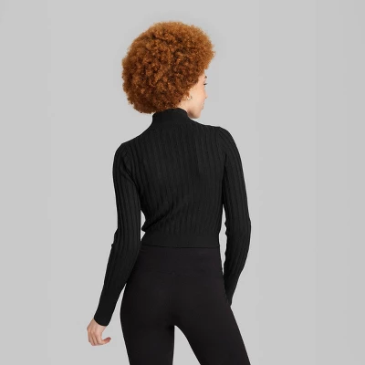 Women's Fitted Mock Turtleneck Zip-Up Cardigan - Wild Fable⢠- Image 2