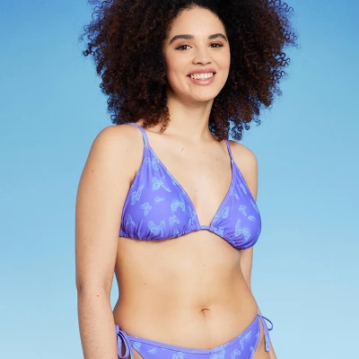 Women's Triangle Bikini Top - Wild Fable⢠Purple Butterfly Print - Image 3
