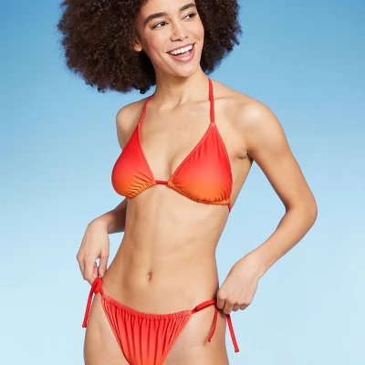 Women's Triangle Bikini Top - Wild Fable⢠Orange Ombre Print - Image 2