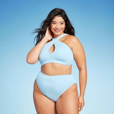 Women's Cross Front Pucker Textured Halter Bikini Top - Wild Fable⢠- Image 9