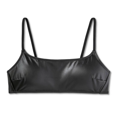 Women's Faux Leather Bralette Bikini Top - Wild Fable⢠Black - Image 5