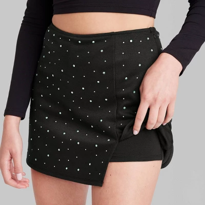 Women's High-Rise Bodycon Mini Skort - Wild Fable⢠Black - Image 3