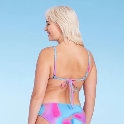 Women's Tunnel Front Bralette Bikini Top - Wild Fable⢠Blue Marble Print - Image 4