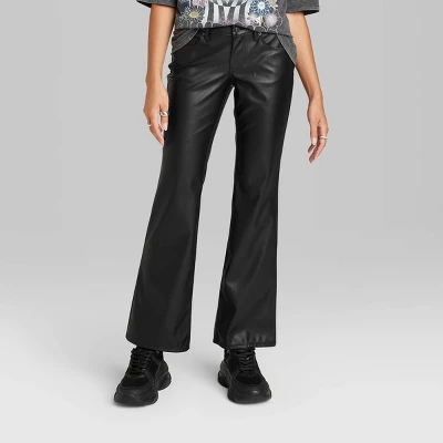 Women's Low-Rise Faux Leather Flare Pants - Wild Fableā¢