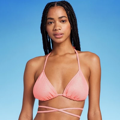 Women's Triangle Wrap Bikini Top - Wild Fable⢠Pink Lurex - Image 2