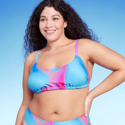 Women's Tunnel Front Bralette Bikini Top - Wild Fable⢠Blue Marble Print - Image 8