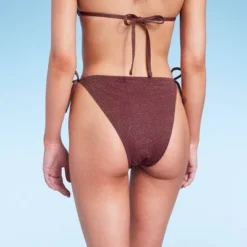 Women's Side-Tie High Leg Extra Cheeky Bikini Bottom - Wild Fable⢠Brown