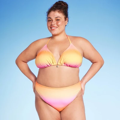 Women's Low-Rise Cheeky High Leg Bikini Bottom - Wild Fable⢠Pink/Yellow Ombre Print - Image 2