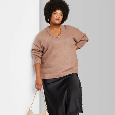 Women's V-Neck Fuzzy Oversized Pullover Sweater - Wild Fable⢠- Image 3