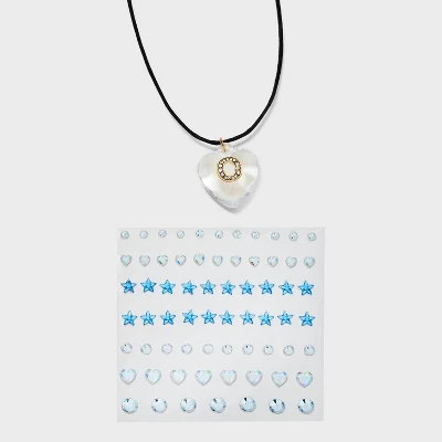 Acrylic Heart With Face Gems Pendant Necklace - Wild Fable⢠Clear/Black - Image 18