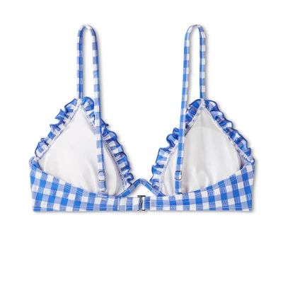 Women's Ruffle Trim Textured Underwire Bikini Top - Wild Fable⢠Cobalt Blue Gingham Print - Image 6