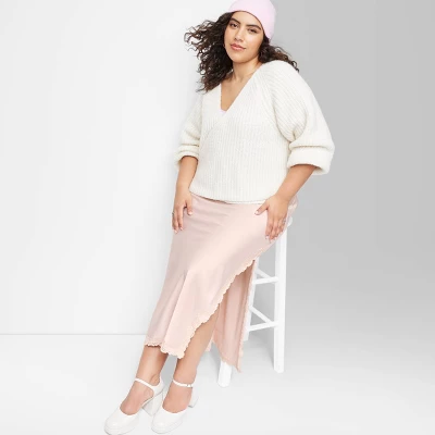 Women's Satin Lace Trim Midi Skirt - Wild Fable⢠- Image 5