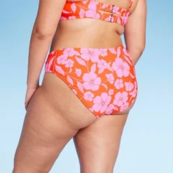 Women's Low-Rise Hipster Bikini Bottom - Wild Fable⢠Orange/Pink Tropical Print