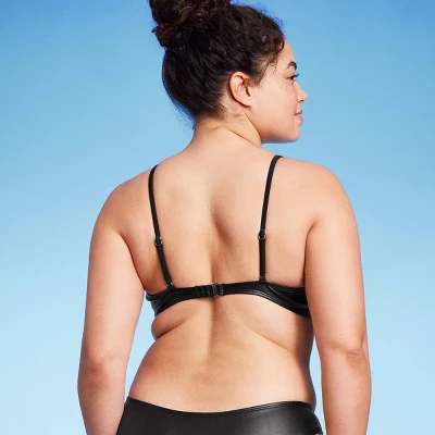 Women's Faux Leather Bralette Bikini Top - Wild Fable⢠Black - Image 4