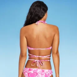 Women's Wrap Bralette Bikini Top - Wild Fable⢠Pink Heart Print