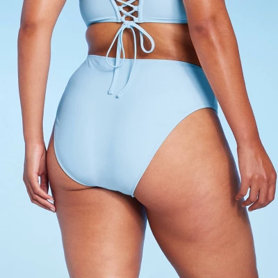Women's High Leg Cheeky High Waist Bikini Bottom - Wild Fable⢠Light Blue - Image 4