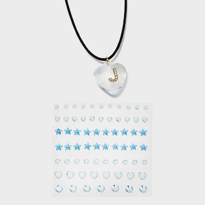 Acrylic Heart With Face Gems Pendant Necklace - Wild Fable⢠Clear/Black - Image 13