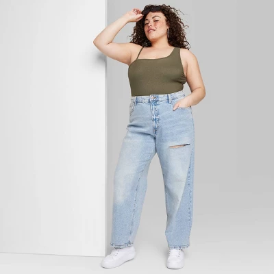 Women's High-Rise 90's Relaxed Slashed Straight Jeans - Wild Fable⢠Light Wash - Image 4