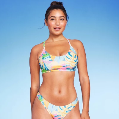 Women's Scoop Neck Bralette Bikini Top - Wild Fable⢠Multi Tropical Print - Image 8