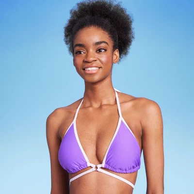 Women's Strappy Ring Front Triangle Bikini Top - Wild Fable⢠Purple - Image 2
