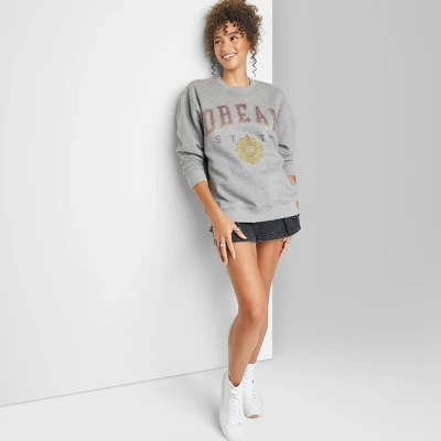 Women's Oversized Dream State Graphic Sweatshirt - Wild Fable⢠Heather Gray - Image 3