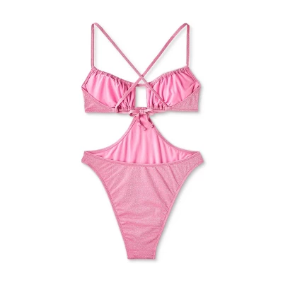 Women's Cut Out One Piece Swimsuit - Wild Fable⢠Pink Lurex - Image 5