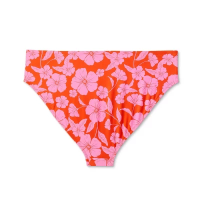 Women's High Leg Extra Cheeky Low-Rise Bikini Bottom - Wild Fable⢠Orange/Pink Tropical Print - Image 4