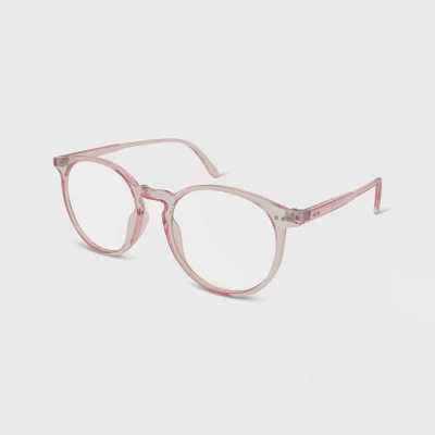 Women's Crystal Plastic Round Blue Light Filtering Glasses - Wild Fable⢠Pink