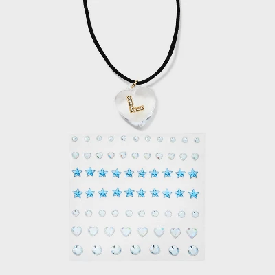 Acrylic Heart With Face Gems Pendant Necklace - Wild Fable⢠Clear/Black - Image 15