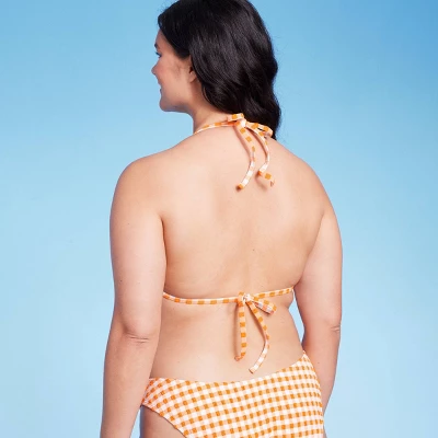 Women's Ruffle Detail Triangle Bikini Top - Wild Fable⢠Orange Gingham - Image 4