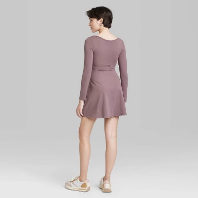 Women's Long Sleeve Twist-Front Mini Knit Skater Dress - Wild Fable⢠- Image 2