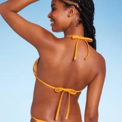 Women's Crochet Triangle Bikini Top - Wild Fable⢠Orange Multi Striped