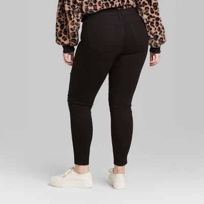 Women's Super-High Rise Distressed Skinny Jeans - Wild Fable⢠Black - Image 5