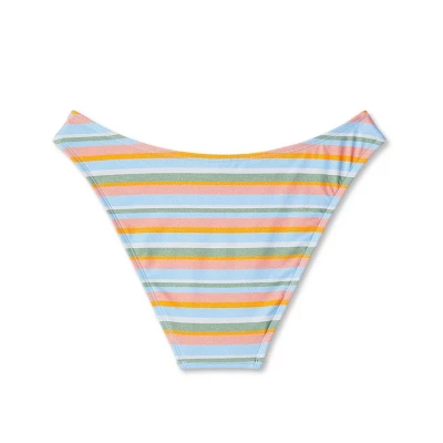 Women's High Leg Cheeky Bikini Bottom - Wild Fable⢠Multi Lurex Striped - Image 6