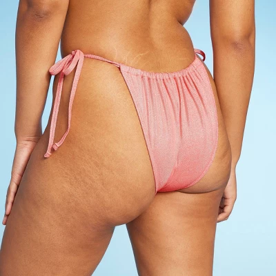 Women's Side-Tie Adjustable High Leg Bikini Bottom - Wild Fable⢠Pink Lurex - Image 4