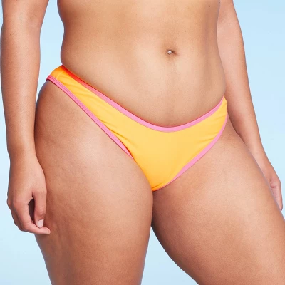 Women's Colorblock Ultra High Leg Extra Cheeky Bikini Bottom - Wild Fable⢠Orange/Pink - Image 3