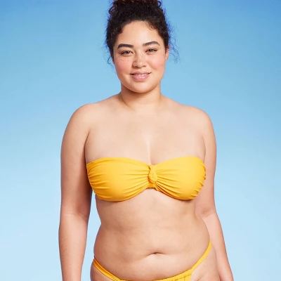 Women's Knot-Front Bandeau Bikini Top - Wild Fable⢠Yellow - Image 3