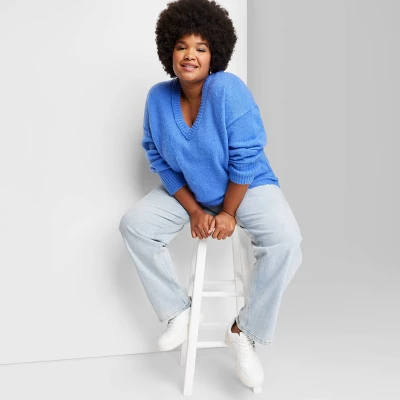 Women's V-Neck Fuzzy Oversized Pullover Sweater - Wild Fable⢠- Image 4